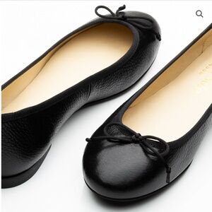 FRENCH SOLE Lola Black Leather Round Toe Ballet Flats - EUR 42